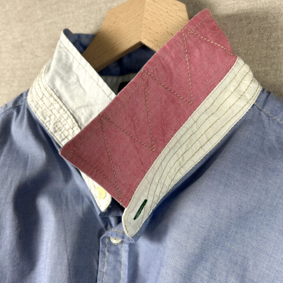 Tommy Hilfiger Mens Button Up Chambray Shirt Size XXL Preppy Embroidered Crest - Picture 4 of 11